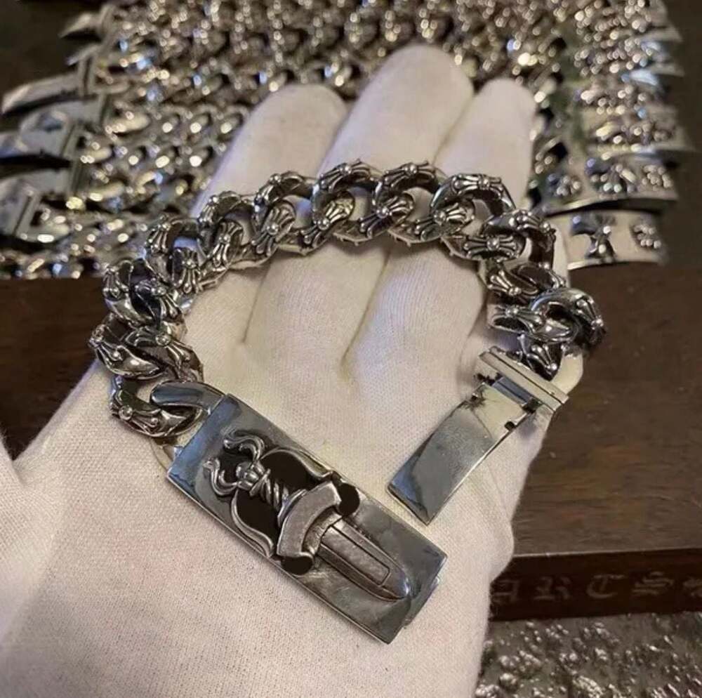 Chrome Hearts Dagger Link ID Bracelet Silver